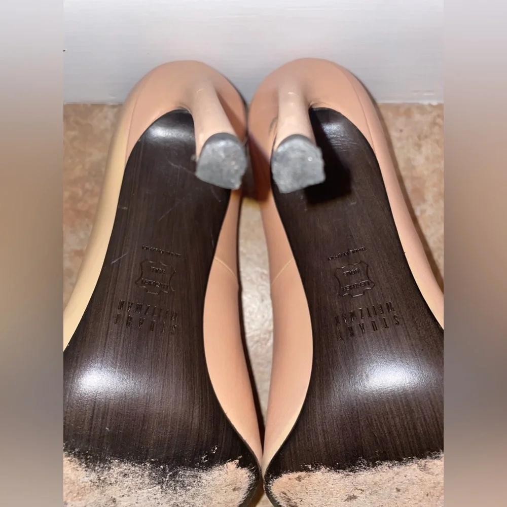 Stuart Weitzman Nude Leather Heels - Picture 7 of 8